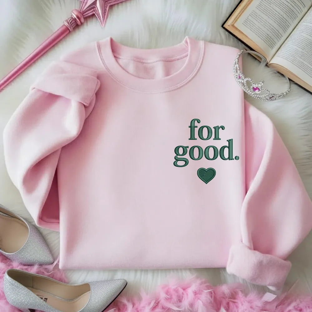 Pink-Inspired Hoodie with Emerald For Good Heart Stitched Emblem