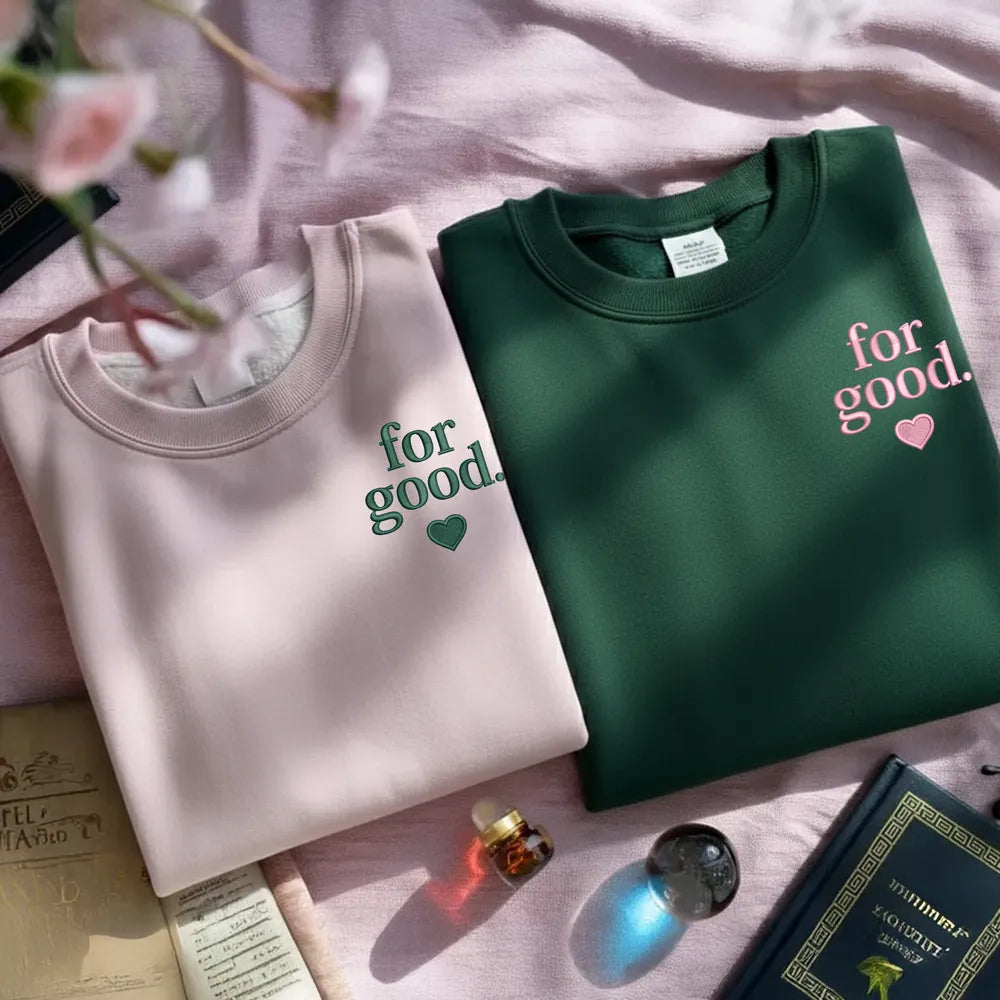 Crown Wand Flat-Lay Scene with Emerald, Pink Wicked Sweatshirt