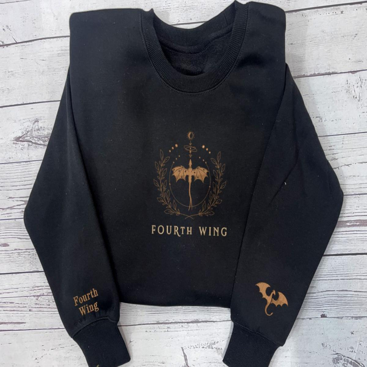 Black Cotton Fourth Wing Embroidered Sweatshirt