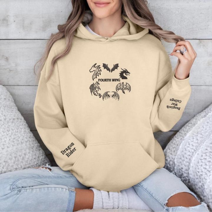 Sand Sweatshirt Fourth Wing Basgiath War College Embroidery.