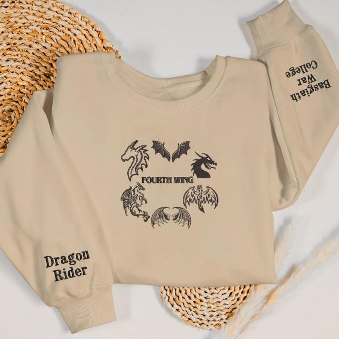 Sand Dragon Embroidered Sweatshirt Cuff Detail.