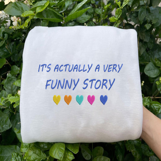 Funny Story Embroidered Sweatshirt in White