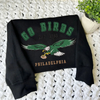 Black Cropped Sweatshirt With Go Birds Eagles Embroidered On Crochet