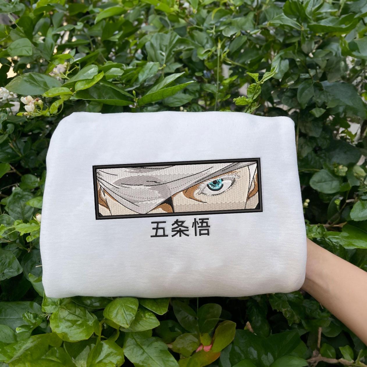 White Gojo Satoru Embroidered Sweatshirt