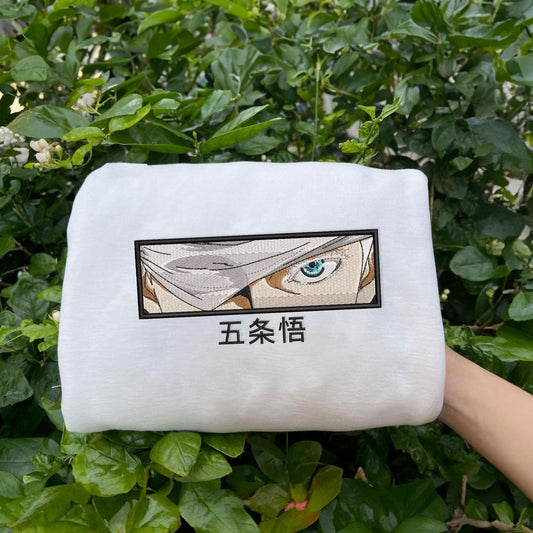 White Gojo Satoru Embroidered Sweatshirt