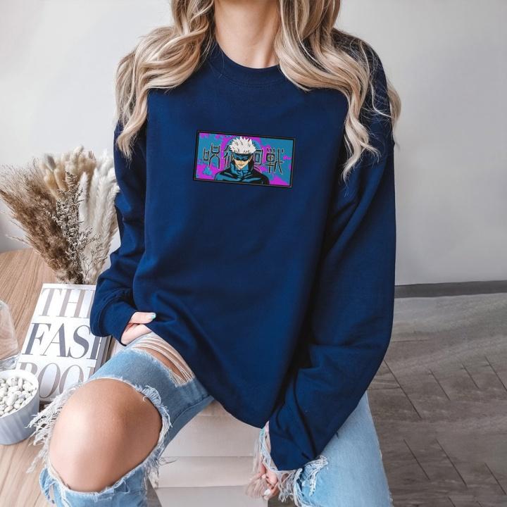 Royal Blue Gojo Satoru Embroidered Sweatshirt
