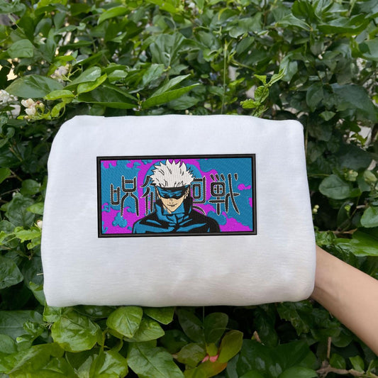 White Gojo Satoru Embroidered Sweatshirt