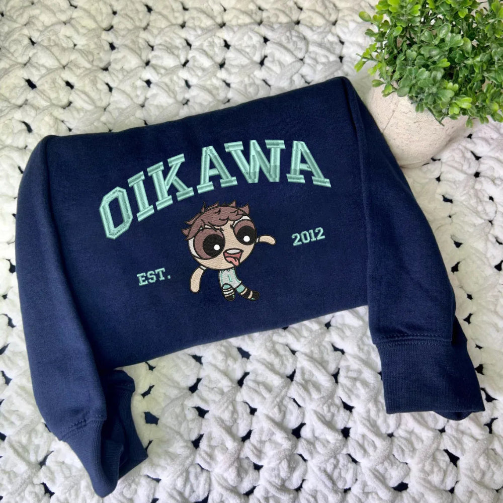 Navy Sweatshirt With Oikawa Chibi Tongue Out Est 2012