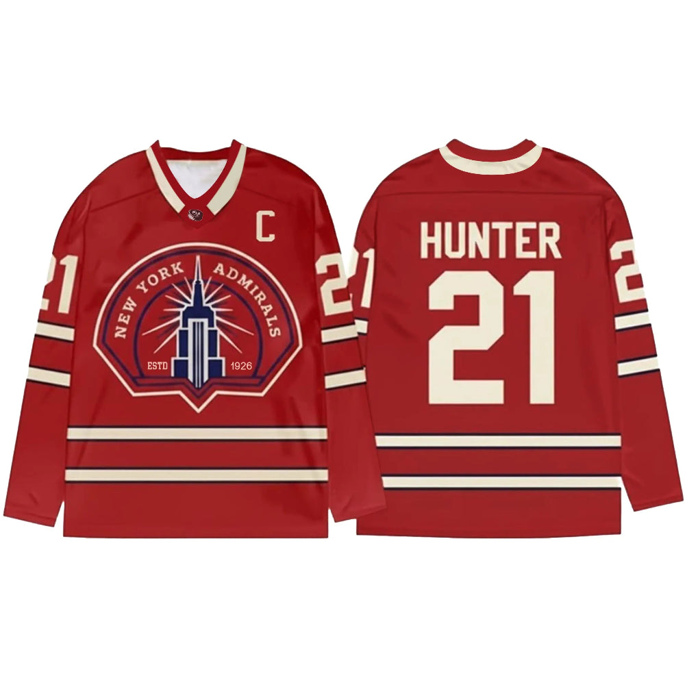 Maroon Hunter 21 New York Admirals Hockey Jersey Display.