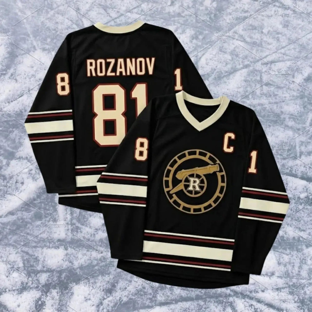 Premium Black Hockey Jersey Rozanov 81 Captain Soft Comfortable Fit