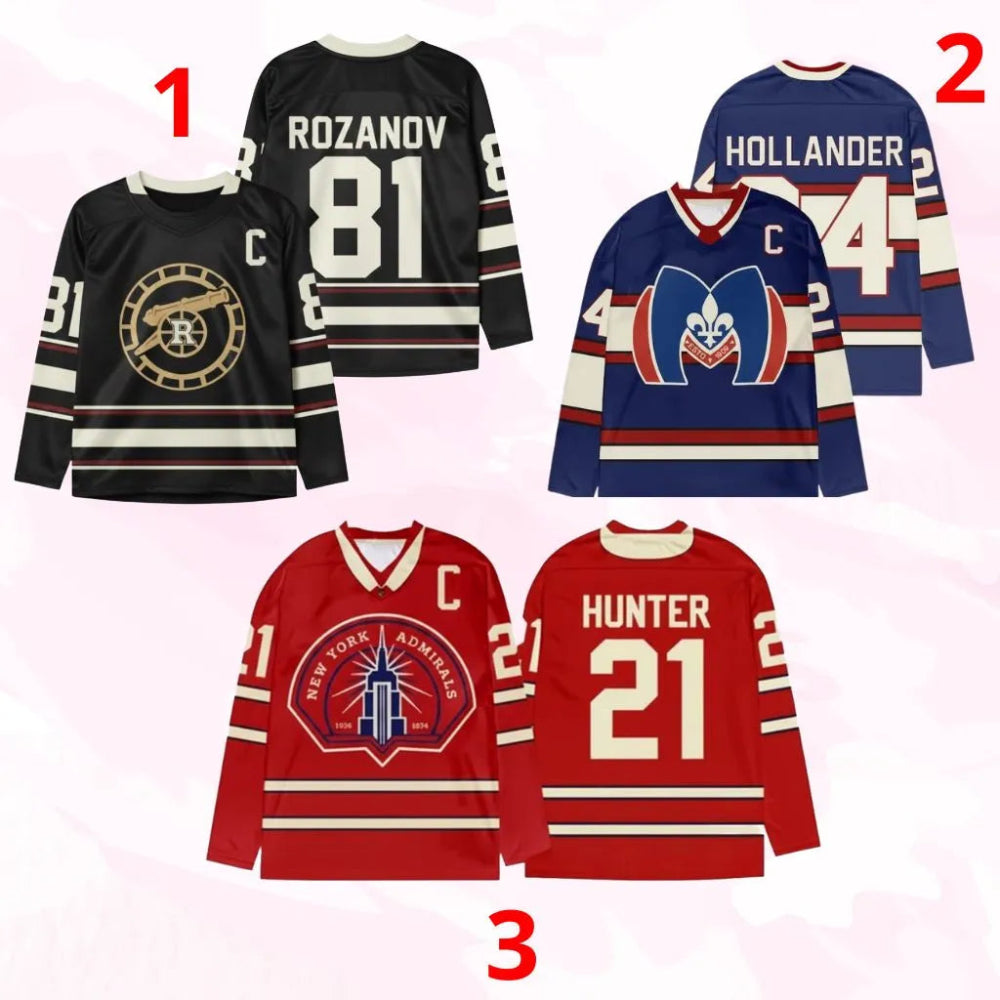 Collection Hockey Jerseys Black Navy Maoron Rozanov Hollander Hunter Cozy 