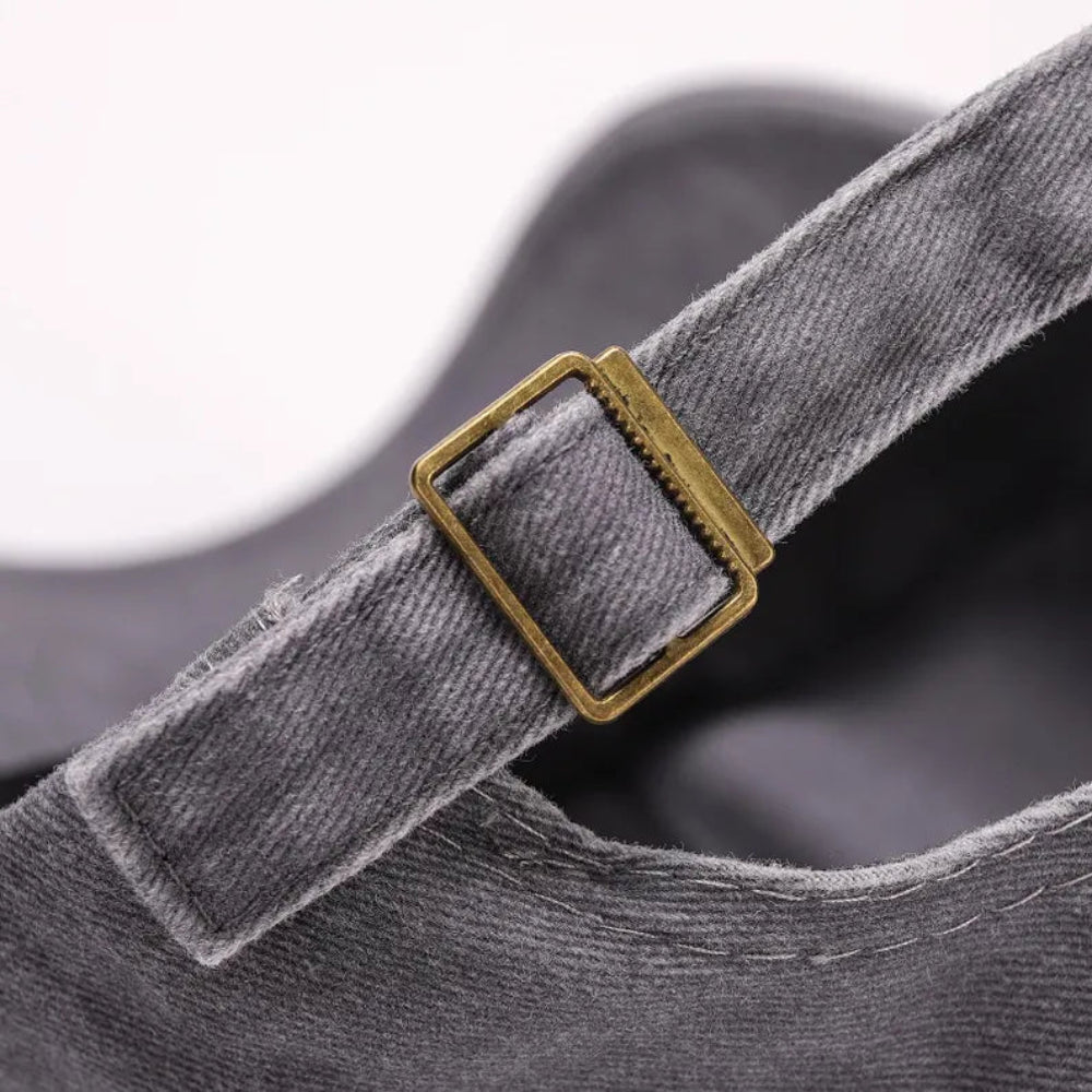 Adjustable Brass Buckle Cap Gray Strap Durable Soft Fit Design