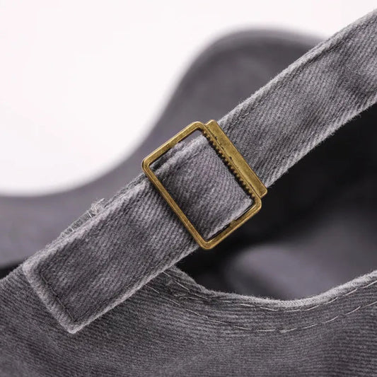 Adjustable Brass Buckle Cap Gray Strap Durable Soft Fit Design