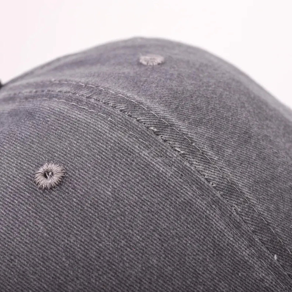 Breathable Eyelets Gray Dad Cap Vintage Washed Soft Airflow Comfort