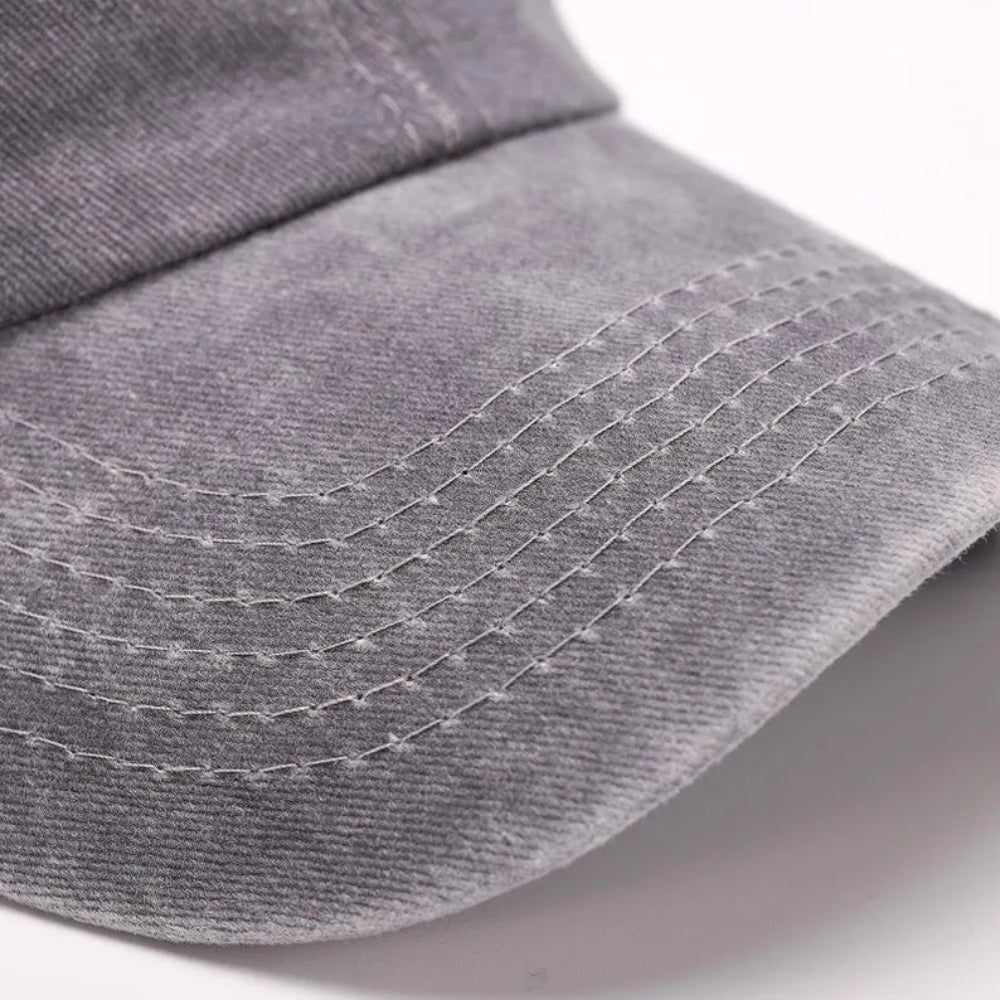 Detailed Visor Stitching Gray Cap Vintage Washed Soft Durable Comfort