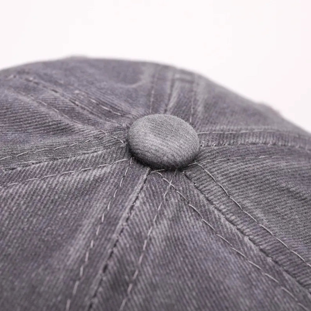 Classic Top Button Detail Gray Cap Vintage Soft Cotton Comfort