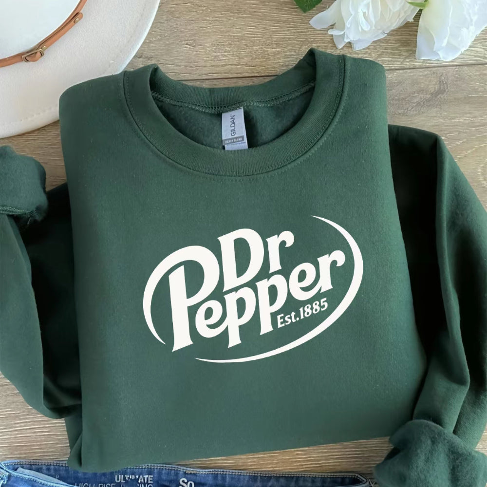 Forest green Dr Pepper 1885 sweatshirt styled with white roses