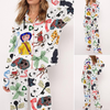 Coquette Coraline Satin Pajama Set For Women, Cartoon Coraline Inspired Pajama Set, Creepy Cute Satin Sleepwear for Women