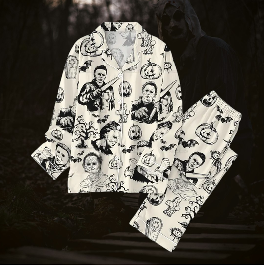 Michael Horror Movie Halloween Pajama Set, Hallowen Sleepwear