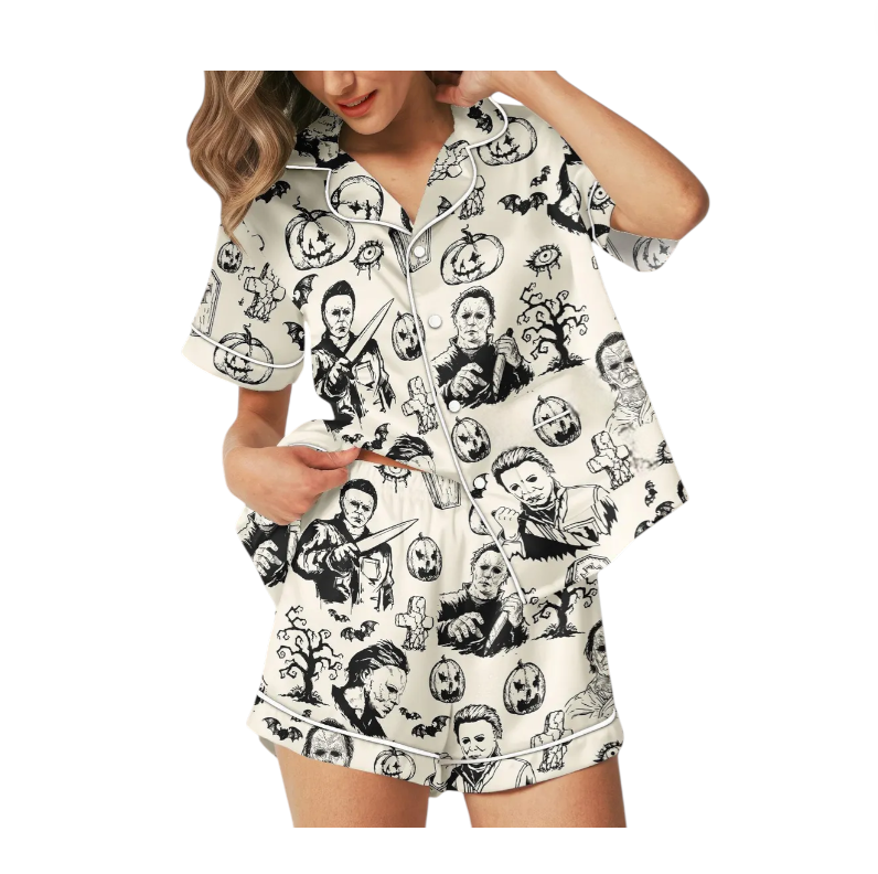 Michael Horror Movie Halloween Pajama Set, Hallowen Sleepwear