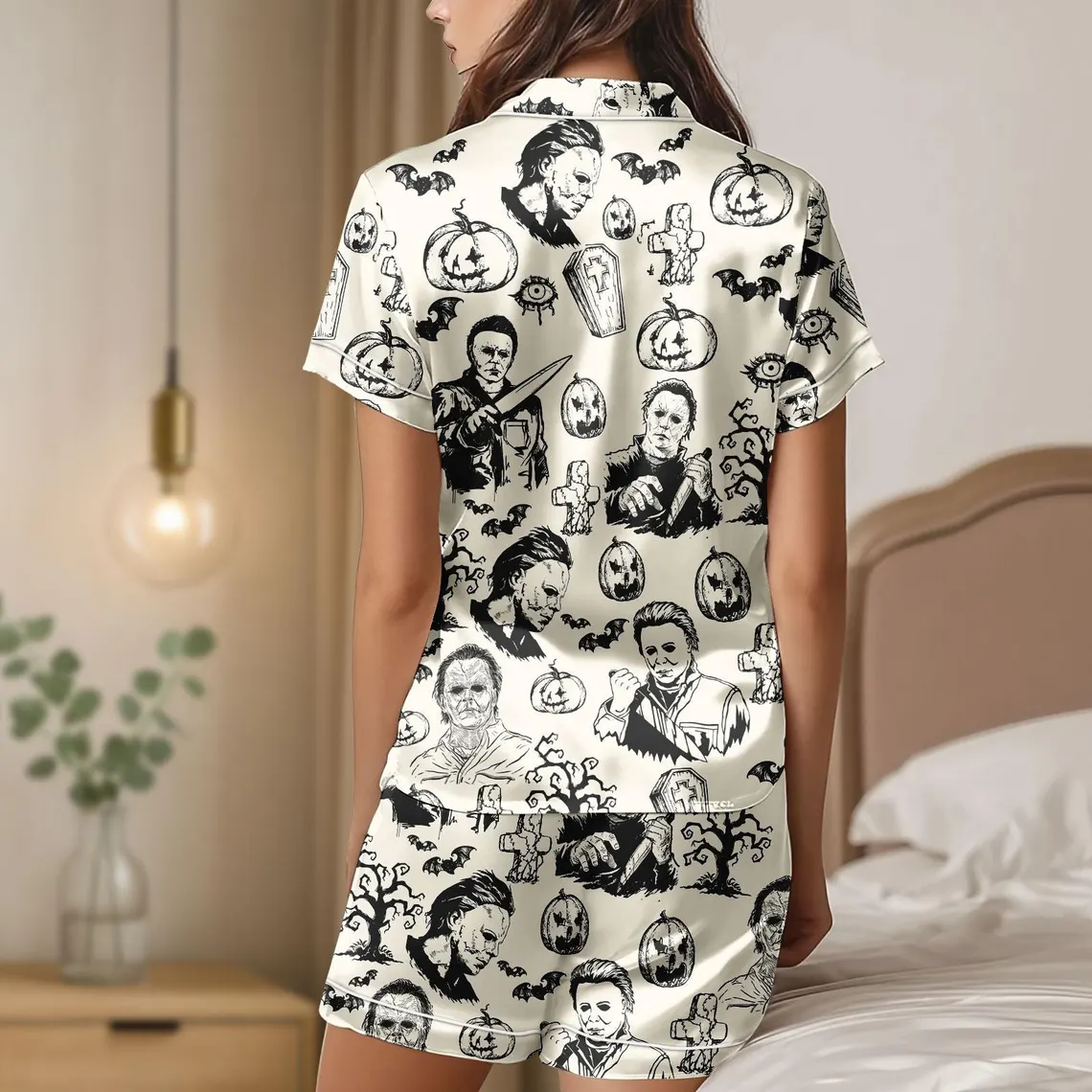 Michael Horror Movie Halloween Pajama Set, Hallowen Sleepwear