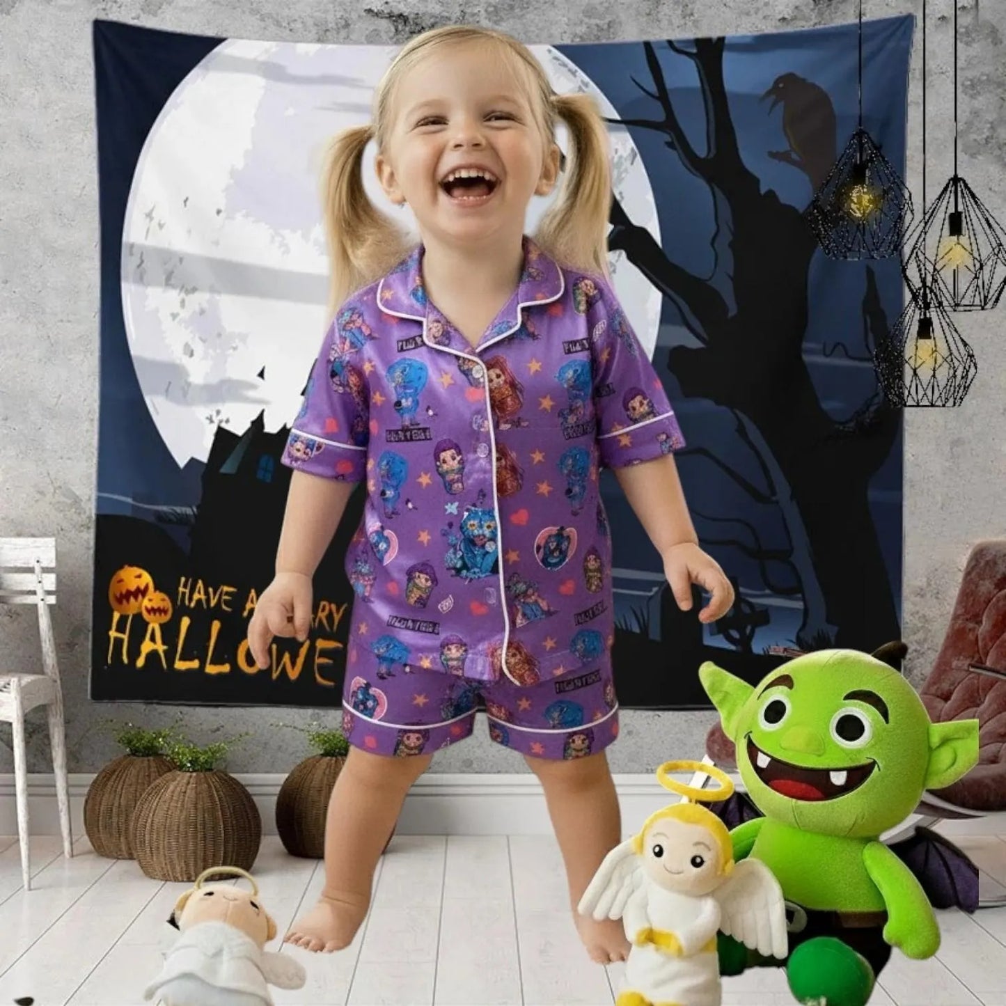 Huntrix Pajama set for Youth, Demon Hunters set, Huntrix Girls sleepwear, Mira Rumi Joey set, Demon Hunter cosplay, Gift For Kpop PSJ531