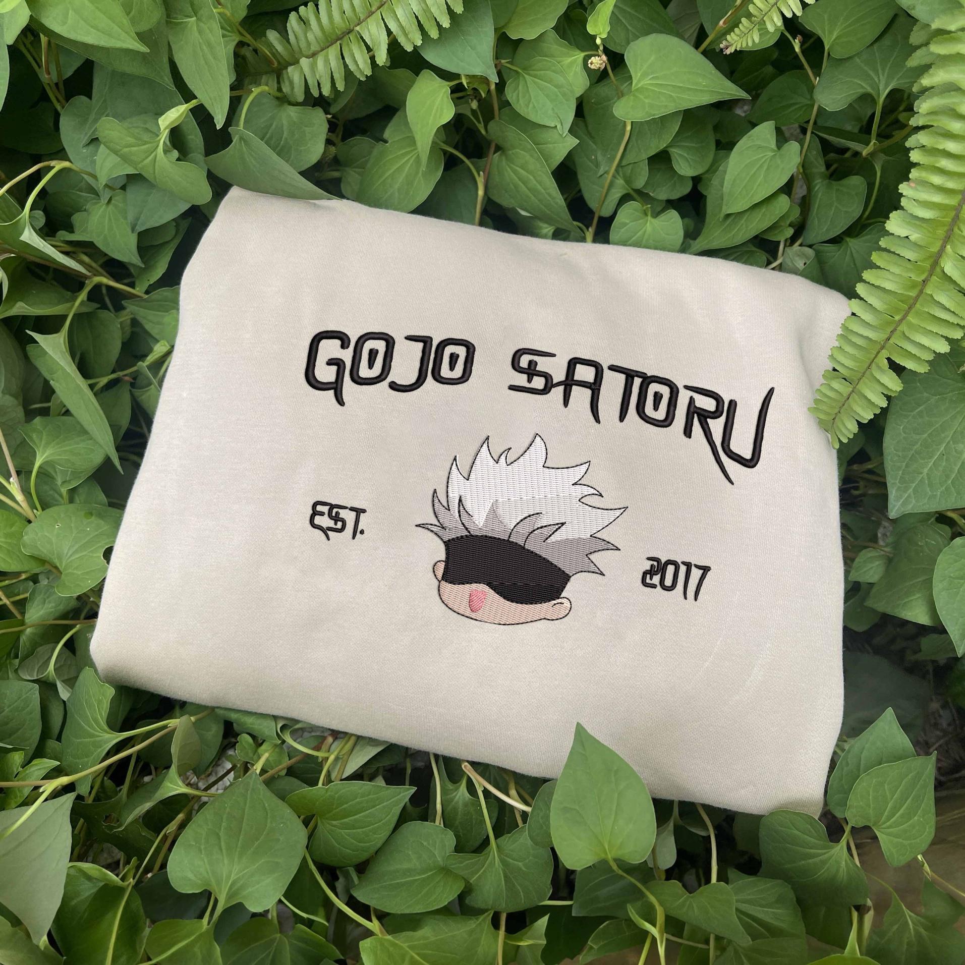 Gojo On Navy Jujutsu Kaisen Character Embroidered Sweatshirt.