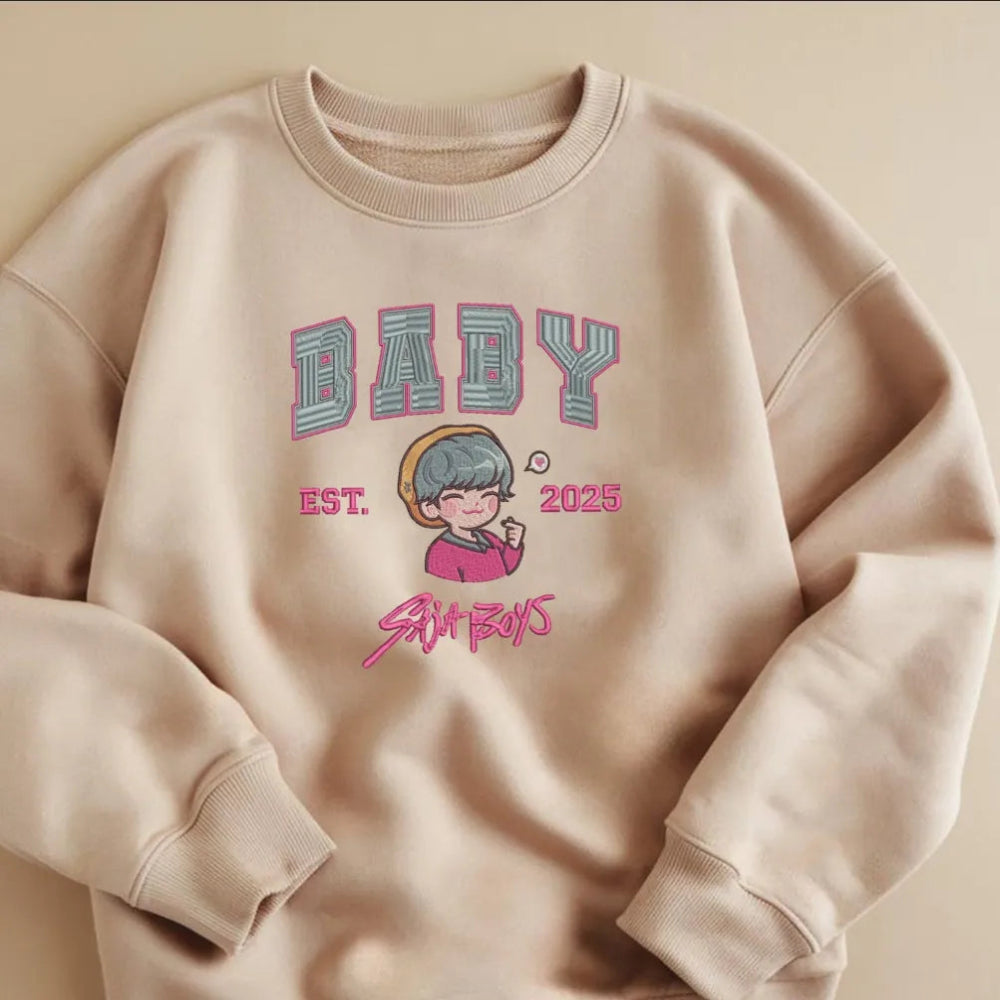 Crewneck Featuring Cute Baby Chibi Pink Text Demon Hunter Design