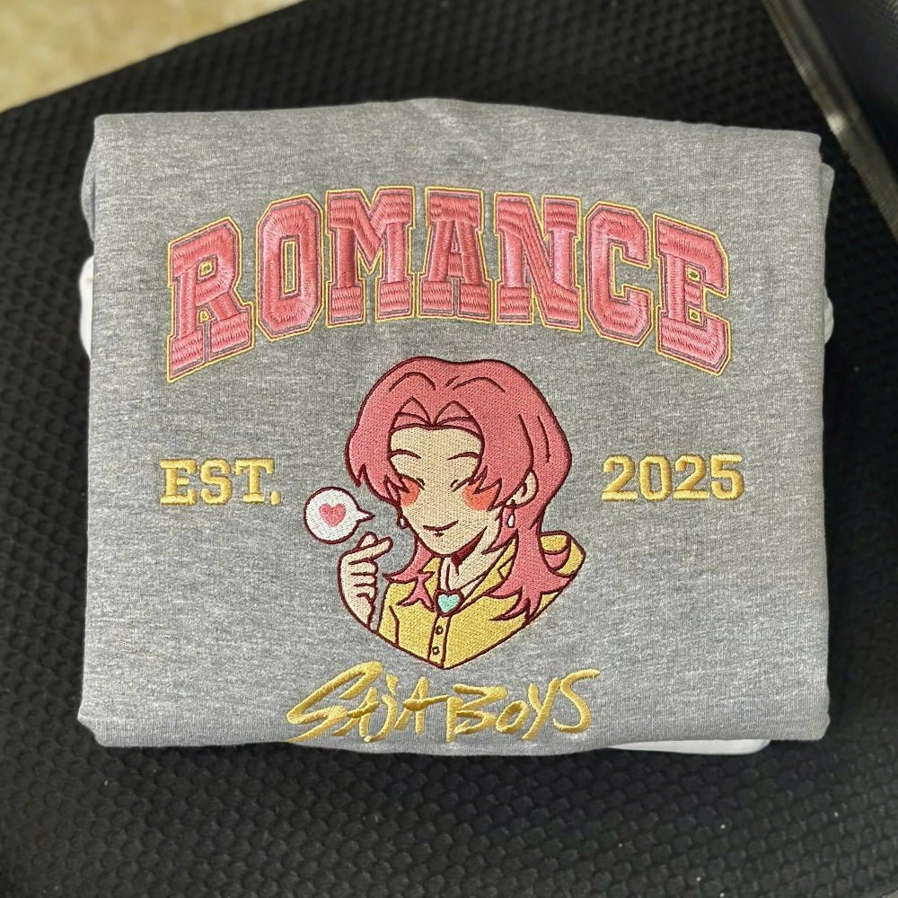 Cozy Sweatshirt Showcasing Romance Chibi Red Heart Speech Bubble Design