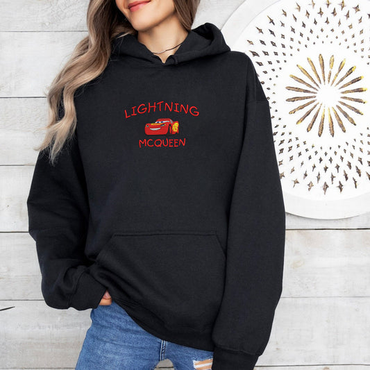 Lightning McQueen Embroidered Hoodie in Black