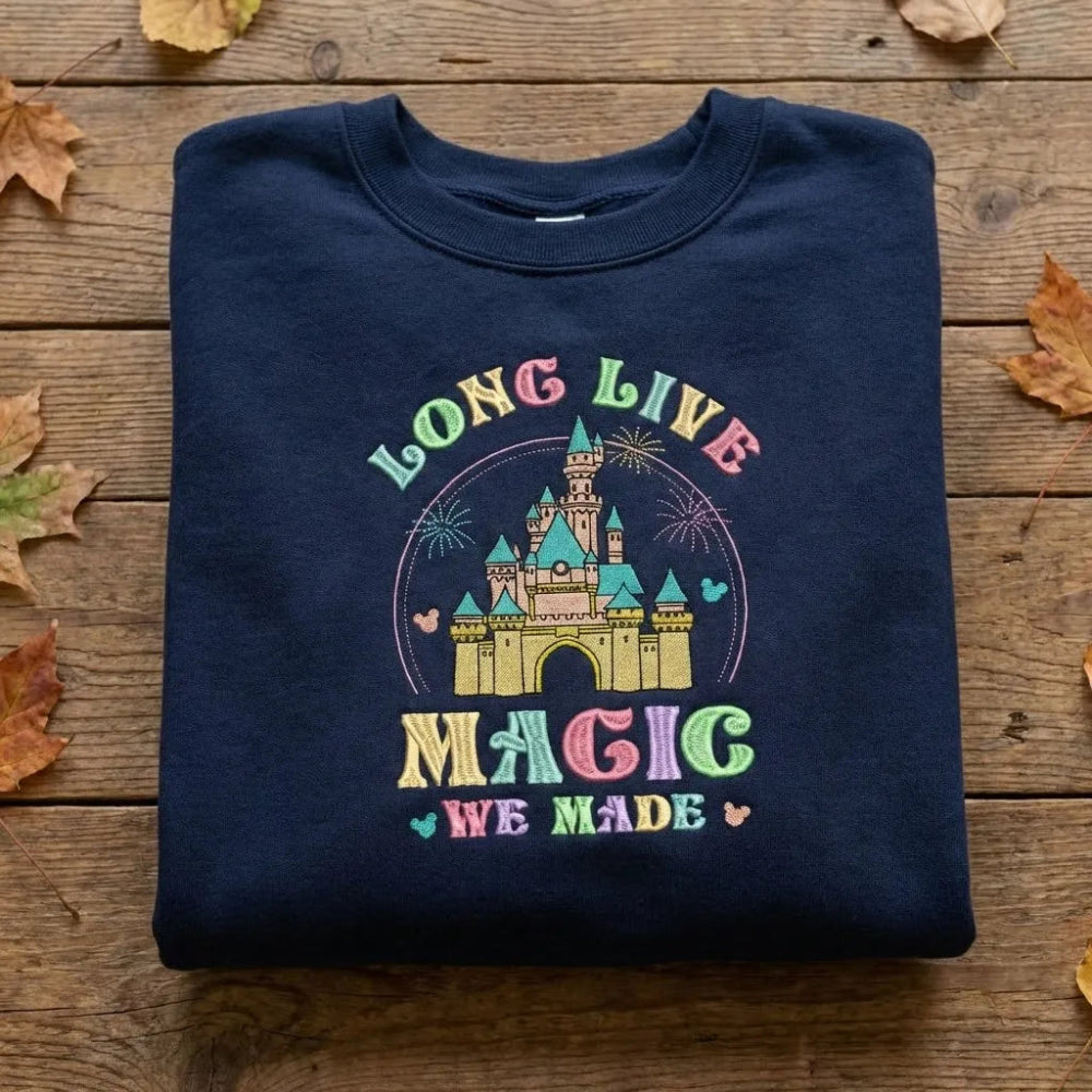 Navy Folded Sweatshirt Long Live Magic We Made Castle Design.