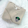 Mickey Shamrock Hat Embroidered Patch On Beige Sweatshirt
