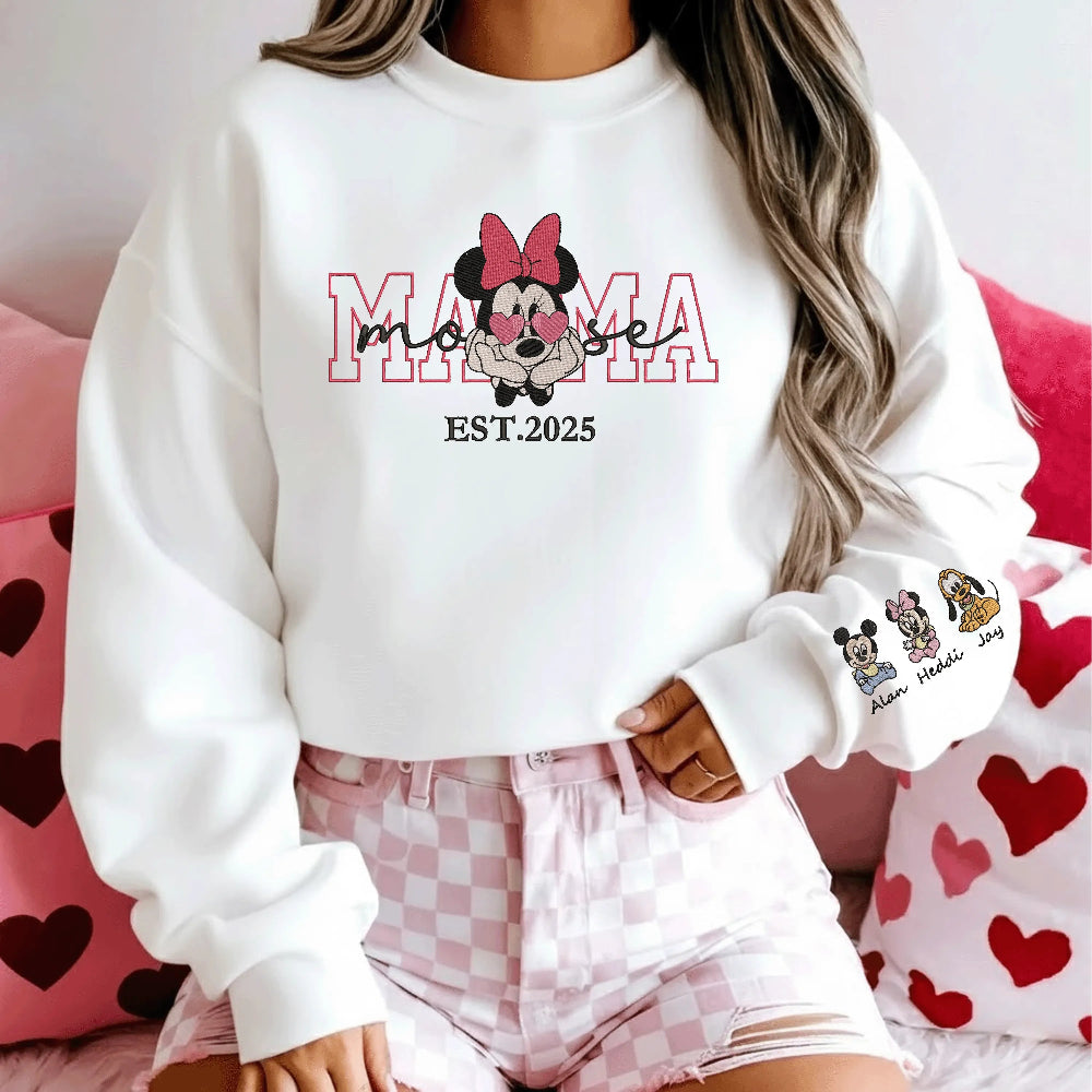White Oversized Sweatshirt Minnie Mouse Mama Est 2025