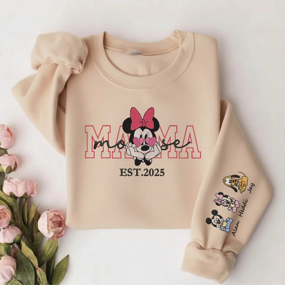 Sand Sweatshirt Minnie Mama Hearts Sleeve Names Est 2025