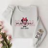 Minnie Mouse mama sweatshirt with heart eyes and family names