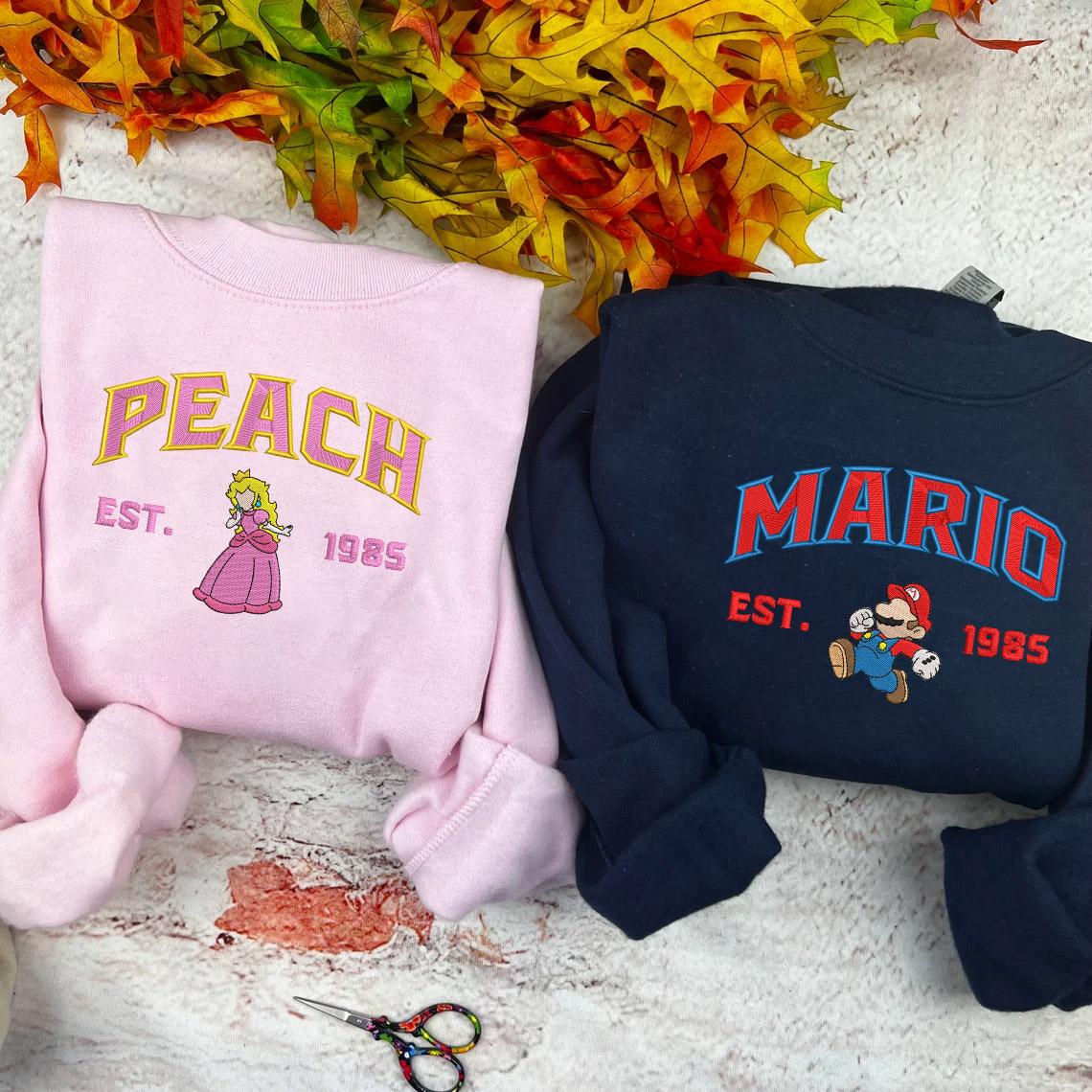 Pink Peach Sweatshirt and Mario Sweatshirt