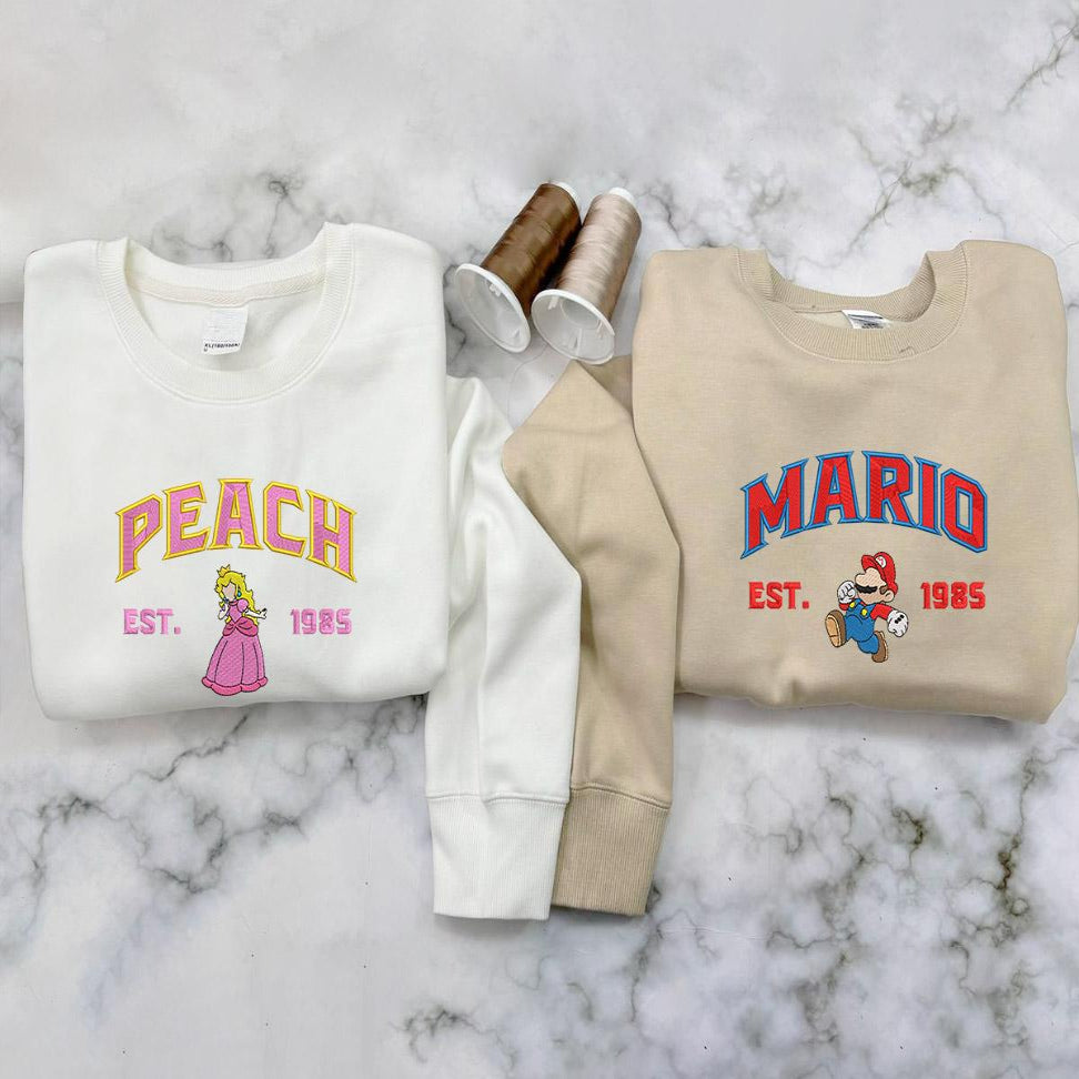 White Peach Sweatshirt and Mario Sweatshirt