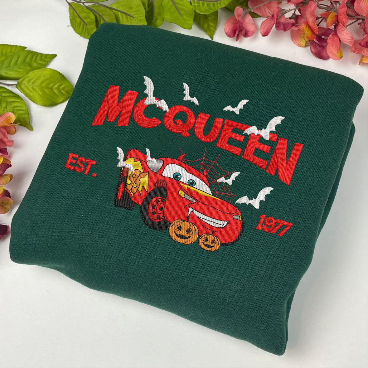 Foreset Green Mcqueen Halloween Matching Embroidered Sweatshirt