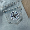 Mockingjay Rebel Bird Embroidered Patch On Denim Pocket
