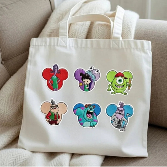  Tote Bag With Six Monsters Inc Disney Patches