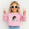 Pink Kids Sweatshirt Featuring Cute Chibi Mulan And Cri-Kee Embroidery