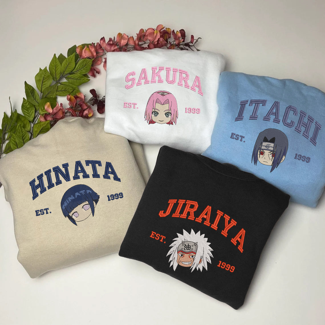 Sakura, Itachi, Hinata and Jiraiya Embroidered Sweatshirt