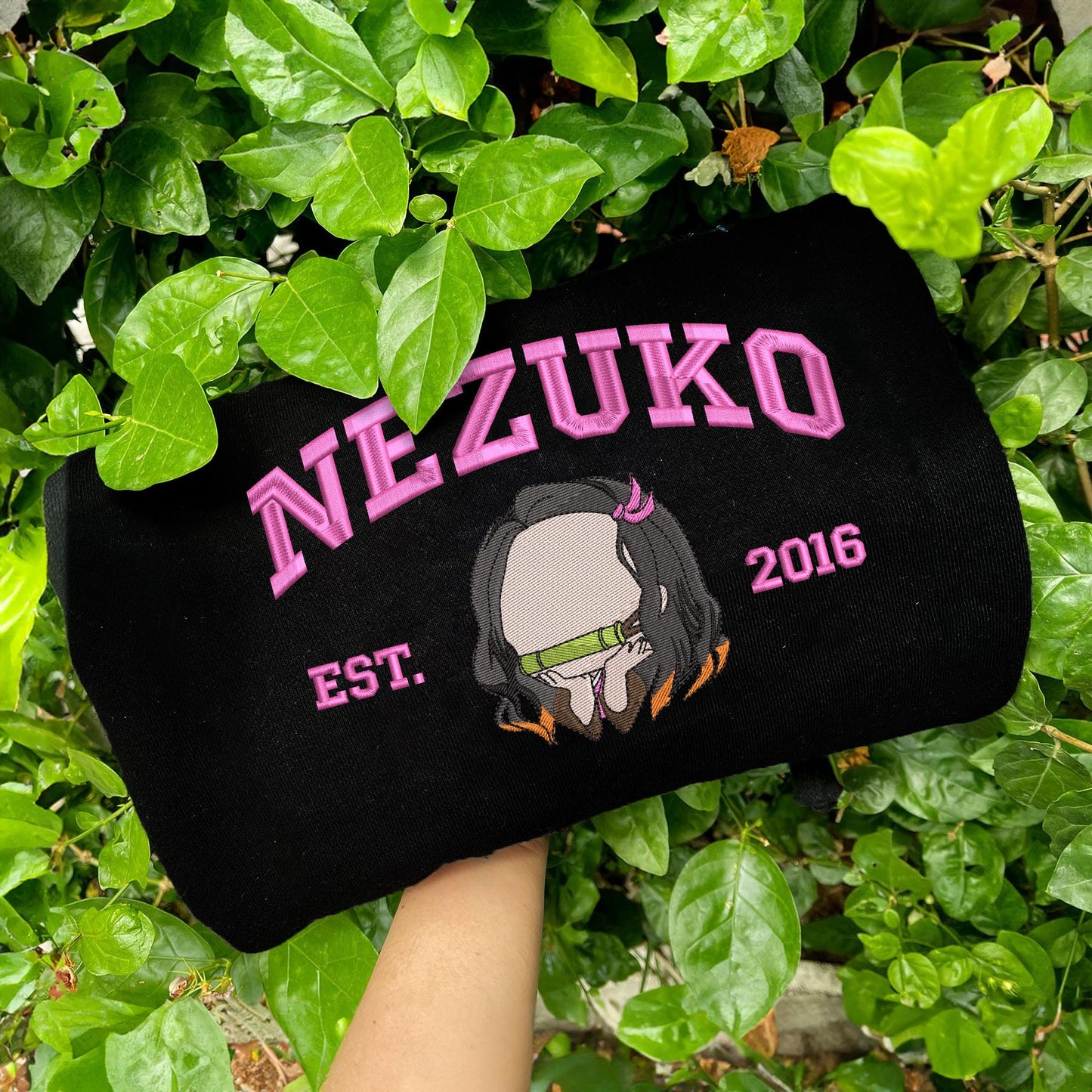 Black Nezuko Embroidered Sweatshirt