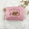North Bear Shores Michigan Embroidered Sweatshirt Pink Design