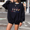 Black Sweatshirt Mickey Minnie Goofy Pluto Red White Blue Embroidery.