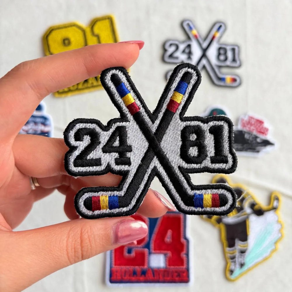 Stylish 24×81 Crossed Sticks Patch Black White Premium Quality