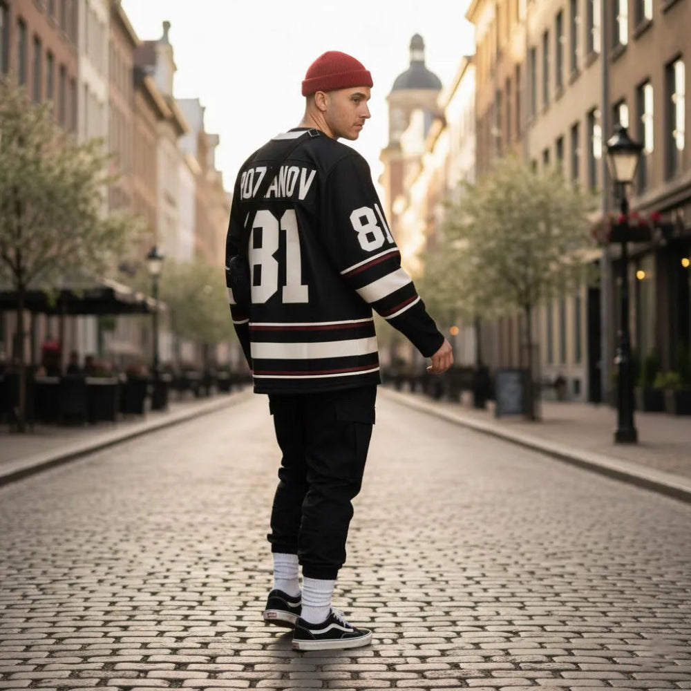 Stylish Model In Soft Rozanov 81 Hockey Jersey Street Comfort