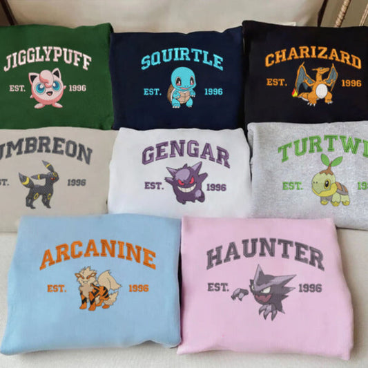 Embroidered Pokemon Style Character Sweatshirts