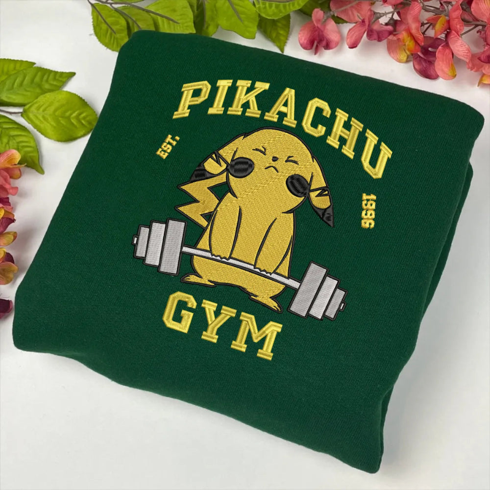 Various Anime Character Portrait Embroidery Designs On Forest Green Sweaters.