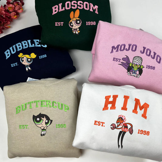 Powerpuff Girls Character Embroidered Sweatshirt Collection